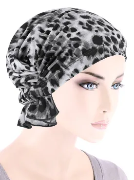 ABBEY-724#The Abbey Cap in Black Gray Leopard