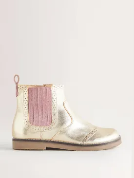 Gold metallic chelsea boots