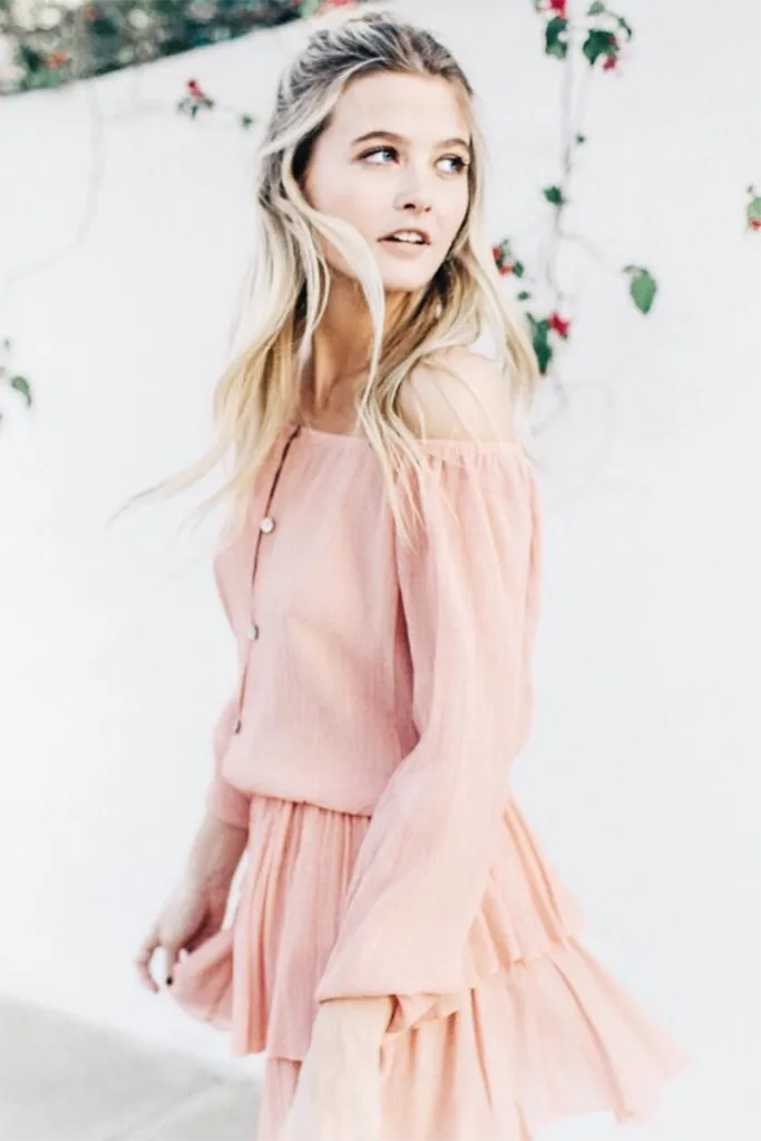 Luna Off Shoulder Top Salmon