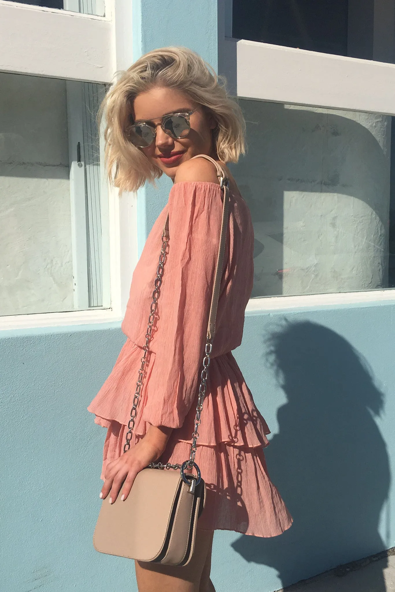 Luna Off Shoulder Top Salmon