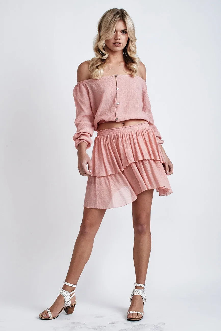 Luna Off Shoulder Top Salmon