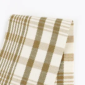 Plaid Basketweave Cotton / Poly - Cream / Olive (remnant)